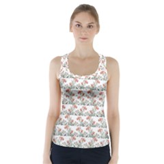 Photo Illustration Floral Motif Striped Design Racer Back Sports Top by dflcprintsclothing