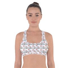 Photo Illustration Floral Motif Striped Design Cross Back Sports Bra