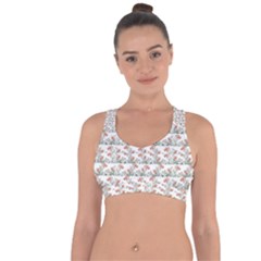 Photo Illustration Floral Motif Striped Design Cross String Back Sports Bra by dflcprintsclothing