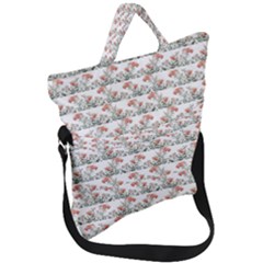 Photo Illustration Floral Motif Striped Design Fold Over Handle Tote Bag by dflcprintsclothing