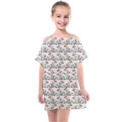 Photo Illustration Floral Motif Striped Design Kids  One Piece Chiffon Dress by dflcprintsclothing