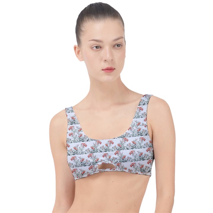 Photo Illustration Floral Motif Striped Design The Little Details Bikini Top