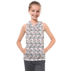 Photo Illustration Floral Motif Striped Design Kids  Sleeveless Hoodie by dflcprintsclothing