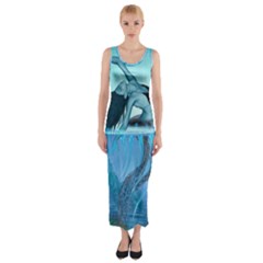 Wonderful Jellyfish Women Fitted Maxi Dress by FantasyWorld7