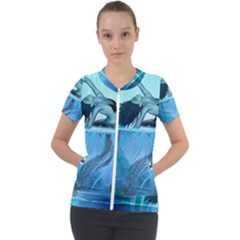 Wonderful Jellyfish Women Short Sleeve Zip Up Jacket by FantasyWorld7