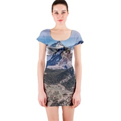 El Chalten Landcape Andes Patagonian Mountains, Agentina Short Sleeve Bodycon Dress by dflcprintsclothing