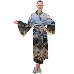 El Chalten Landcape Andes Patagonian Mountains, Agentina Maxi Velour Kimono by dflcprintsclothing