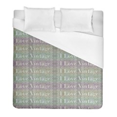 I Love Vintage Phrase Motif Striped Pattern Design Duvet Cover (full/ Double Size) by dflcprintsclothing