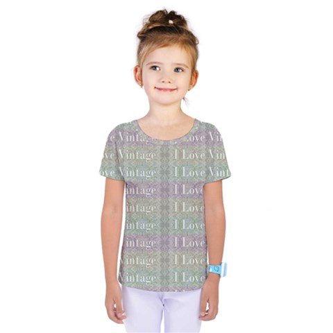 I Love Vintage Phrase Motif Striped Pattern Design Kids  One Piece Tee by dflcprintsclothing