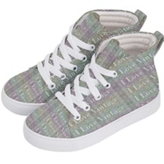 I Love Vintage Phrase Motif Striped Pattern Design Kids  Hi-top Skate Sneakers