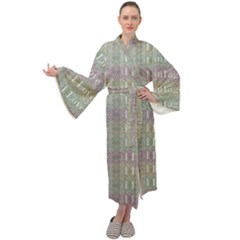 I Love Vintage Phrase Motif Striped Pattern Design Maxi Velour Kimono by dflcprintsclothing