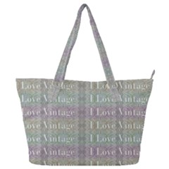 I Love Vintage Phrase Motif Striped Pattern Design Full Print Shoulder Bag