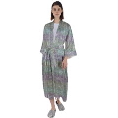 I Love Vintage Phrase Motif Striped Pattern Design Maxi Satin Kimono by dflcprintsclothing