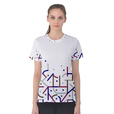 Lines And Dots Motif Geometric Print Women s Cotton Tee by dflcprintsclothing