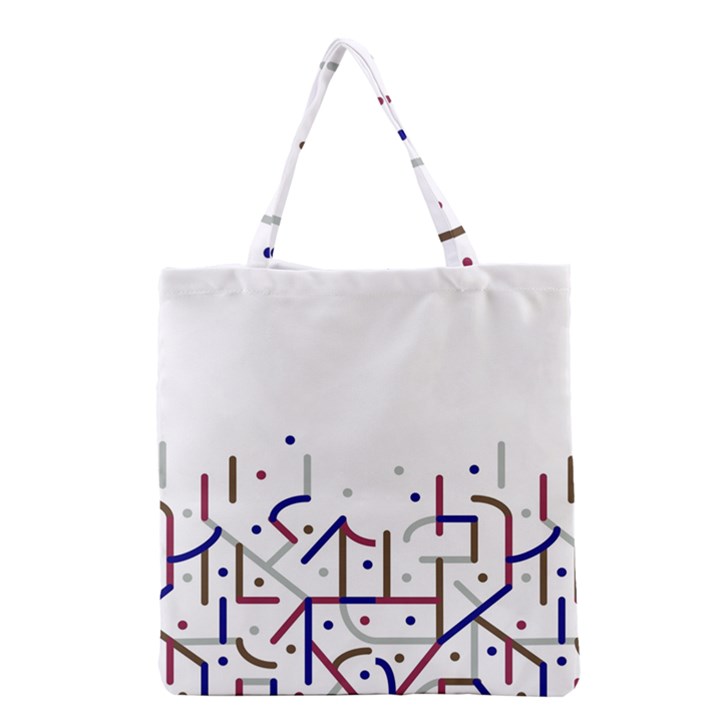 Lines And Dots Motif Geometric Print Grocery Tote Bag