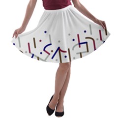 Lines And Dots Motif Geometric Print A-line Skater Skirt by dflcprintsclothing