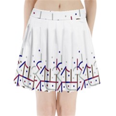 Lines And Dots Motif Geometric Print Pleated Mini Skirt by dflcprintsclothing