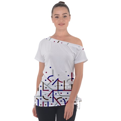 Lines And Dots Motif Geometric Print Tie-up Tee by dflcprintsclothing