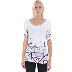 Lines And Dots Motif Geometric Print Wide Neckline Tee