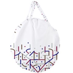 Lines And Dots Motif Geometric Print Giant Round Zipper Tote by dflcprintsclothing