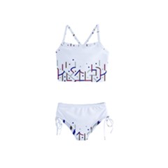 Lines And Dots Motif Geometric Print Girls  Tankini Swimsuit by dflcprintsclothing