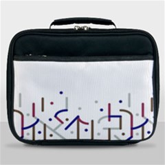 Lines And Dots Motif Geometric Print Lunch Bag by dflcprintsclothing