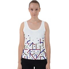 Lines And Dots Motif Geometric Print Velvet Tank Top by dflcprintsclothing