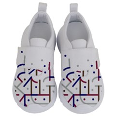 Lines And Dots Motif Geometric Print Kids  Velcro No Lace Shoes by dflcprintsclothing