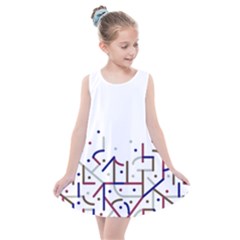 Lines And Dots Motif Geometric Print Kids  Summer Dress