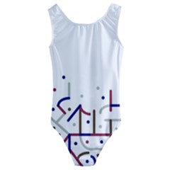 Lines And Dots Motif Geometric Print Kids  Cut-out Back One Piece Swimsuit