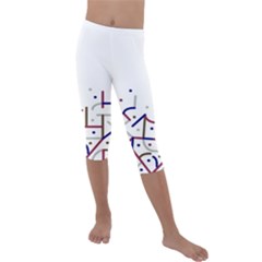 Lines And Dots Motif Geometric Print Kids  Lightweight Velour Capri Leggings  by dflcprintsclothing