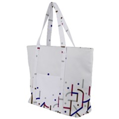 Lines And Dots Motif Geometric Print Zip Up Canvas Bag by dflcprintsclothing