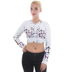 Lines And Dots Motif Geometric Print Long Sleeve Cropped Velvet Jacket by dflcprintsclothing