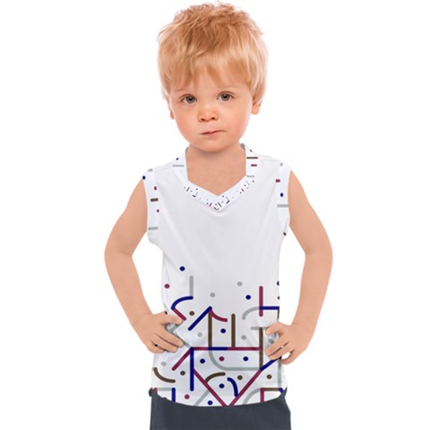 Lines And Dots Motif Geometric Print Kids  Sport Tank Top by dflcprintsclothing