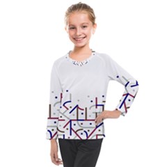 Lines And Dots Motif Geometric Print Kids  Long Mesh Tee