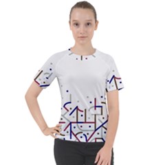 Lines And Dots Motif Geometric Print Women s Sport Raglan Tee