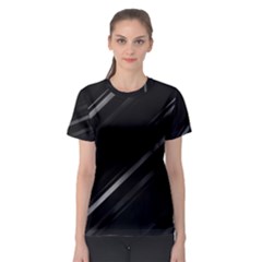 Minimalist Black Linear Abstract Print Women s Sport Mesh Tee