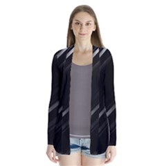 Minimalist Black Linear Abstract Print Drape Collar Cardigan by dflcprintsclothing