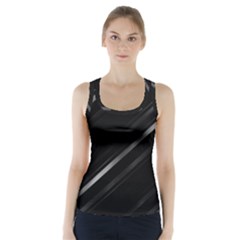 Minimalist Black Linear Abstract Print Racer Back Sports Top