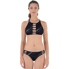 Minimalist Black Linear Abstract Print Perfectly Cut Out Bikini Set