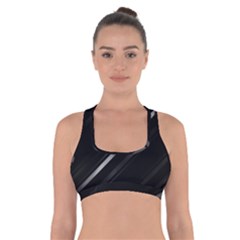 Minimalist Black Linear Abstract Print Cross Back Sports Bra