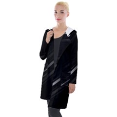 Minimalist Black Linear Abstract Print Hooded Pocket Cardigan by dflcprintsclothing