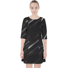 Minimalist Black Linear Abstract Print Pocket Dress