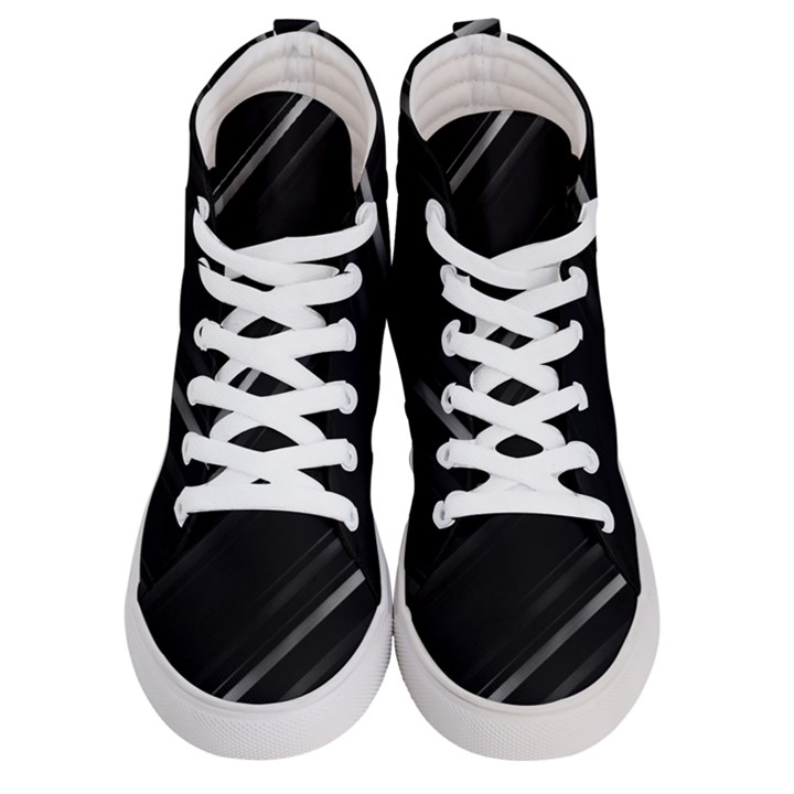 Minimalist Black Linear Abstract Print Men s Hi-Top Skate Sneakers