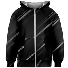 Minimalist Black Linear Abstract Print Kids  Zipper Hoodie Without Drawstring by dflcprintsclothing