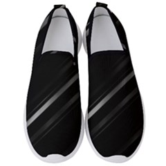 Minimalist Black Linear Abstract Print Men s Slip On Sneakers