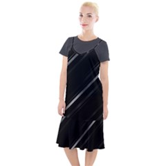 Minimalist Black Linear Abstract Print Camis Fishtail Dress