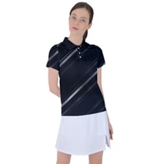 Minimalist Black Linear Abstract Print Women s Polo Tee