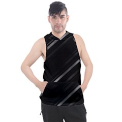 Minimalist Black Linear Abstract Print Men s Sleeveless Hoodie