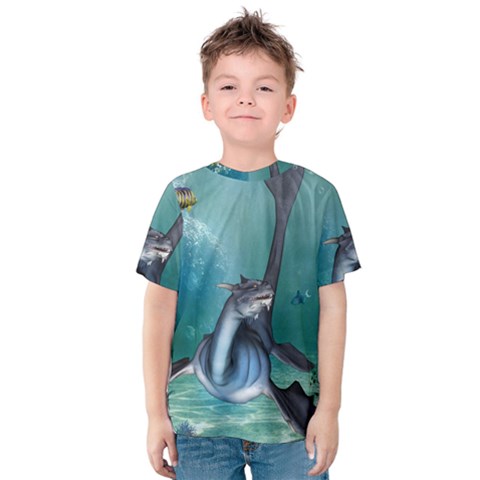 Awesome Seadragon Kids  Cotton Tee by FantasyWorld7